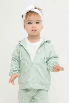 Толстовка на молнии для девочки для девочек CROCKID, КР 302432, цвет - зеленый