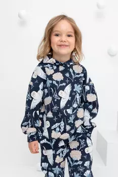 Толстовка с капюшоном для девочки для девочек CROCKID, КР 302221, цвет - темно-синий