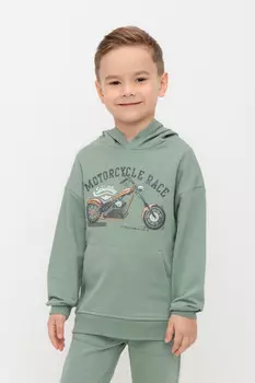 Толстовка с капюшоном для мальчика для мальчиков CROCKID, К 302480, цвет - зеленый