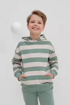 Толстовка с капюшоном для мальчика из мягкого петельчатого футера для мальчиков CROCKID, КР 302236, цвет - бежевый