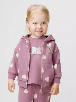 Толстовка с начёсом для девочки для девочек CROCKID, КР 302824, цвет - бордовый