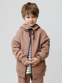 Толстовка с начёсом для мальчика для мальчиков CROCKID, КР 302853, цвет - кофейный