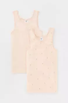 Трикотажные майки в комплекте 2 шт для девочек CROCKID, К 1186-2уп, цвет - светло-розовый