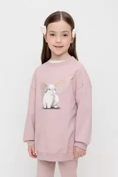 Удлиненный свитшот для девочки для девочек CROCKID, КР 302552, цвет - розовый