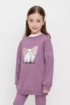 Удлиненный свитшот для девочки для девочек CROCKID, КР 302552, цвет - бордовый