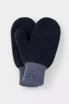 Варежки детские из полушерстяной пряжи для девочек CROCKID, КВ 10025/ш, цвет - синий