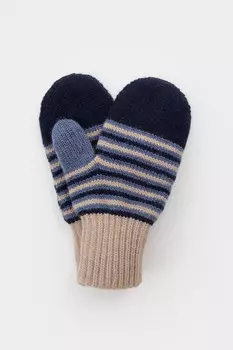 Варежки детские из полушерстяной пряжи для мальчиков CROCKID, КВ 10009/24ш, цвет - бежевый