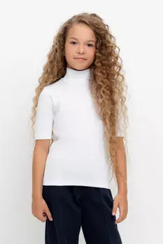 Водолазка с коротким рукавом для девочки для девочек CROCKID, К 302151, цвет - белый