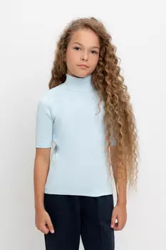 Водолазка с коротким рукавом для девочки для девочек CROCKID, К 302151, цвет - светло-голубой