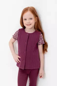 Жилет на кнопках для девочки для девочек CROCKID, КР 302576, цвет - бордовый