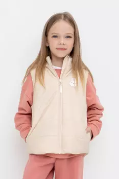Жилет с капюшоном для девочки для девочек CROCKID, ВК 35016/2 ГР, цвет - бежевый