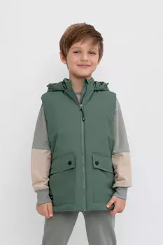 Жилет с капюшоном для мальчика для мальчиков CROCKID, ВК 35011/10 ГР, цвет - зеленый