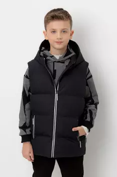 Жилет с капюшоном для мальчика для мальчиков CROCKID, ВК 35018/6 ГР (98-128), цвет - темно-серый