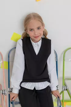 Жилет школьный для девочки для девочек CROCKID, К 302150, цвет - черный