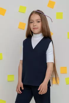 Жилет школьный для девочки для девочек CROCKID, К 302150, цвет - синий