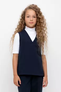 Жилет школьный для девочки для девочек CROCKID, К 302490, цвет - синий