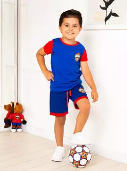 Футболка детская "Эмблема", цвет синий (122)