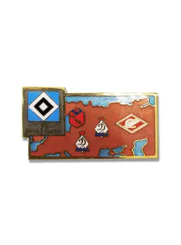 Коллекционный значок Hamburger SV vs soviet clubs, цвет коралловый