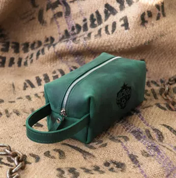 Кожаная косметичка несессер, винтажный цукини