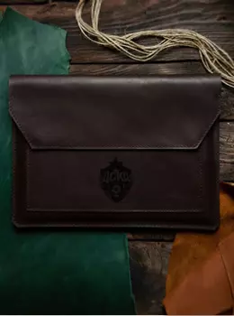 Кожаная папка для документов или ноутбука, черный тмин