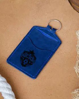 Кожаный бейдж для пропуска, винтажная голубика