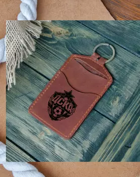 Кожаный бейдж для пропуска, винтажная корица
