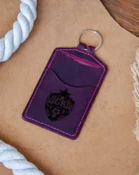 Кожаный бейдж для пропуска, винтажная малина