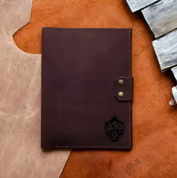 Папка из кожи для документов, горький шоколад