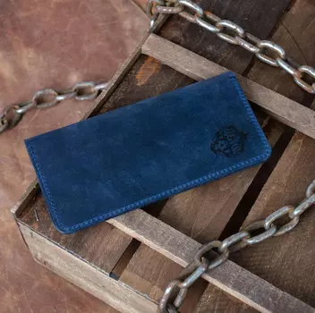 Портмоне кожаное, винтажная голубика