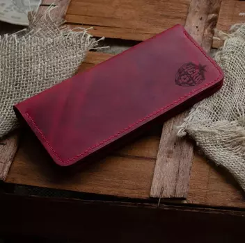 Портмоне кожаное, винтажная вишня