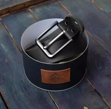 Ремень кожаный в подарочной коробке, черный тмин, 110 см