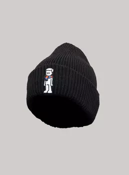 Шапка с подворотом "Болельщик", цвет чёрный