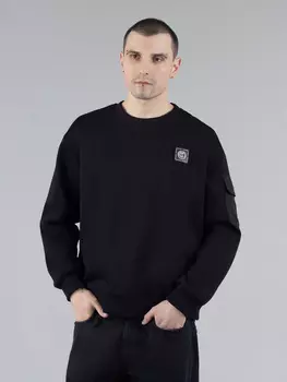 Свитшот со съемным патчем ОЛЛС и накладным карманом, цвет чёрный (S)