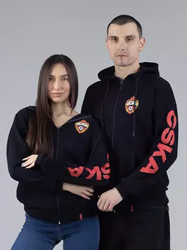 Толстовка CSKA на молнии с капюшоном, цвет темно-синий (S)