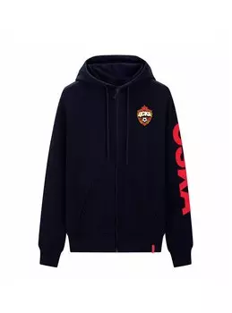Толстовка детская CSKA на молнии с капюшоном, цвет темно-синий (140)