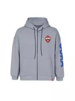 Толстовка детская CSKA на молнии с капюшоном, цвет серый (140)