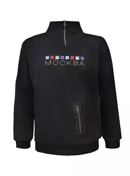 Толстовка с накладным карманом МОСКВА, цвет чёрный (L)