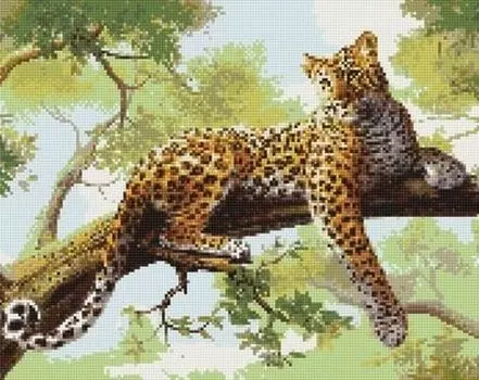 Алмазная вышивка «Леопард на дереве»