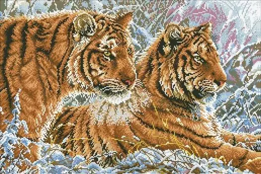 Алмазная вышивка «Пара тигров»