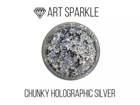 Глиттер крупный Chunky Holographic Silver, 50 г, Craftsmen.store