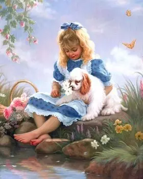Картина по номерам «Девочка с собачкой»