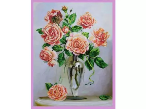 Набор для вышивания бисером «Розы на мраморном столике»