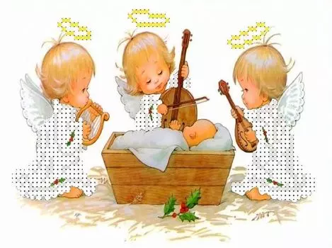 Рисунок на ткани «Три ангелочка у колыбели»