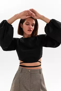 Блуза укороченная на завязках