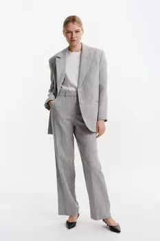 Брюки прямого кроя со льном