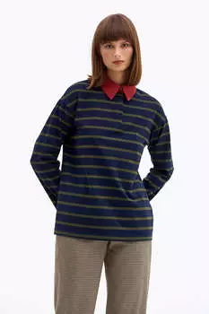 Лонгслив-поло колорблок