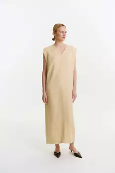 Платье макси прямое со льном