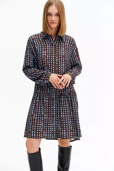 Платье-рубашка мини со сборками