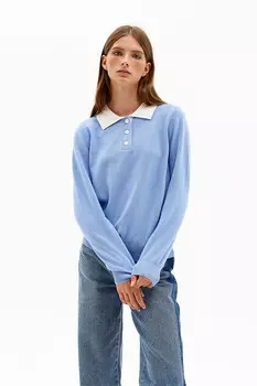 Свитер-поло с контрастной планкой