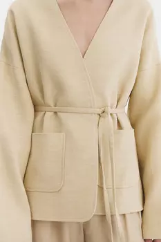 Жакет с поясом из смесового льна